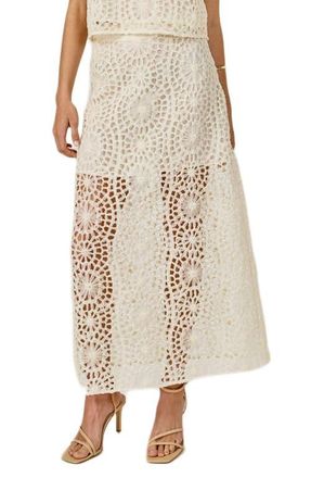 endless rose Textured Open Stitch Midi Skirt in Cream at Nordstrom, Size X-Small