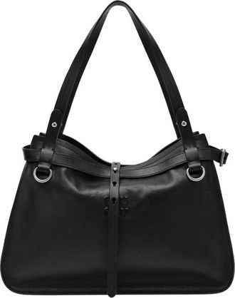 Miu Miu Schoudertas van Leer met Logo - Dames - Schoudertassen - Zwart - ONE Size - Leer - Tassen