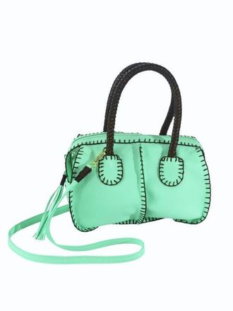 Carlos Falchi Mini Barrel Top Grain Leather Bag in Lime at Nordstrom
