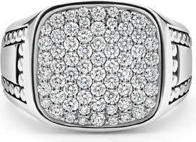 Lagos Anthem Pav&eacute; Diamond Signet Ring in Silver at Nordstrom, Size 8