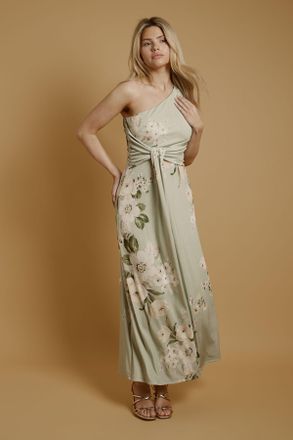 Oasis Womens Trailing Camelia Jersey Bandeau Maxi Dress - Green - Size 18 UK