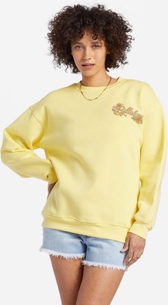 Billabong Best of Times Sweatshirt WomensYellow Relaxed Fit Pullover GBO108