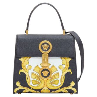 Versace Tribute Icon black gold Barocco calfskin Medusa crossbody satchel bag