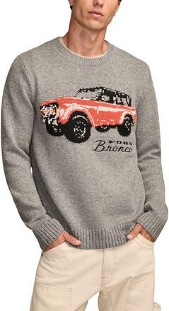 Lucky Brand Bronco Graphic Cotton Blend Sweater in Medium Heather Grey at Nordstrom, Size Xx-Large