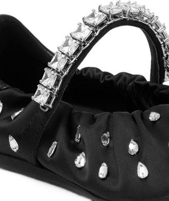 Jimmy Choo London Crystal-Embellished Satin Ballet Flat - Black