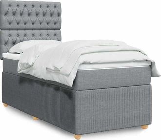 vidaXL Cama Box Spring Con Colch&oacute;n Tela Gris Claro 100x200 Cm Vidaxl