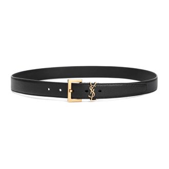 Saint Laurent Accessoires, Dames, Zwart, 80 CM, Leer, Riem met logo