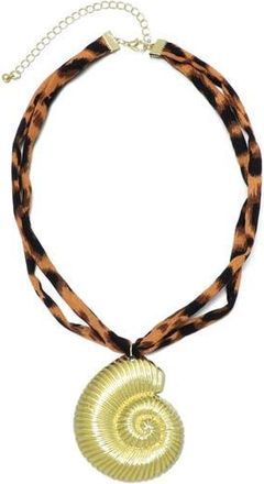 Adornia Shell Pendant Leopard Print Necklace in Brown/Gold at Nordstrom Rack