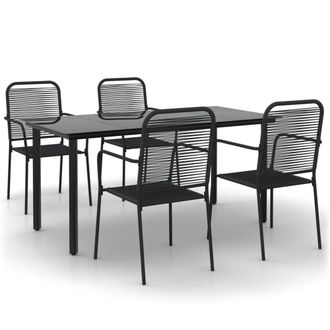 Berkfield Home 5 Piece Garden Dining Set Black Cotton Rope & Steel