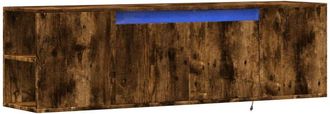 vidaXL Vidaxl - Mueble de tv de pared luces led roble ahumado 135x31x39,5 cm