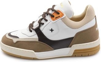 Newlab Polyester Sneakers Wit/Bruin Appelschil Beige - Heren - Sneakers - Veelkleurig - 46 EU - Polyester - Schoenen