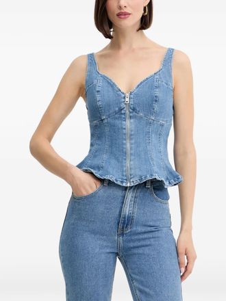 Guess Co zip-fastening peplum top - Blue