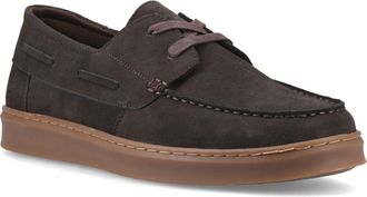 Hush Puppies Madden Leather Mens Chocolate Boat Shoes - Size UK 12