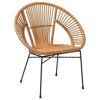Beliani Beliani - Silla De Rat&aacute;n Color Natural Patas De Metal Negro Sala De Estar Comedor Sarita
