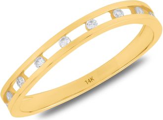 MAX + STONE 14k Yellow Gold Round Floating Cubic Zirconia Stackable Ring