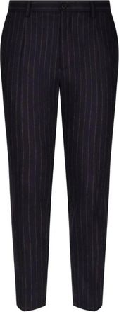 Dolce & Gabbana Getailleerde Flanellen Broek met Krijtstreep - Heren - Broeken - Blauw - Maat: M Leer