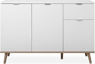 Calicosy Aparador 3 Puertas 2 Estantes y 1 Cajón A120 cm - Blanco