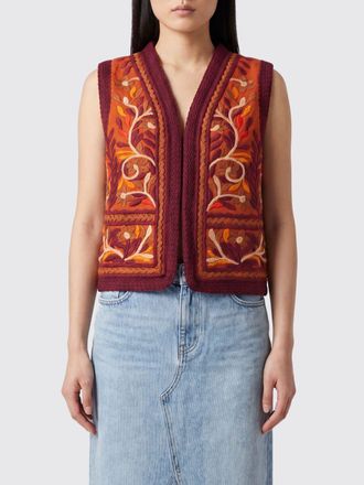 Antik Batik Embroidered Cotton Tailored Waistcoat with Contrast Trims and V-Neck