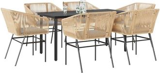 vidaXL Juego De Comedor De Jard&iacute;n 7 Pzas Con Cojines Rat&aacute;n Pe Marr&oacute;n Vidaxl