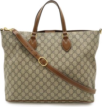 Gucci Beige Brown Brown Gg Supreme Shoulder Bag Tote Bag (Pre-Owned)