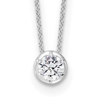Diamond2Deal 14k White Gold 5/8 Ct Lab Grown Diamond Solitaire Slide Necklace 18 Clarity VS, Color D-E