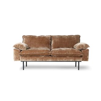 HKliving Retro 2-Sitzer Sofa, Samt Cord, aged gold