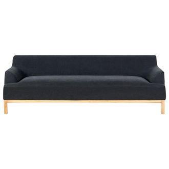 Beliani Beliani - Sof&aacute; 3 Plazas Elegante Tela Poli&eacute;ster Patas De Madera Sala De Estar Negro Sosjo
