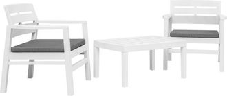 vidaXL Juego De Muebles De Jard&iacute;n 3 Piezas Pl&aacute;stico Blanco Vidaxl