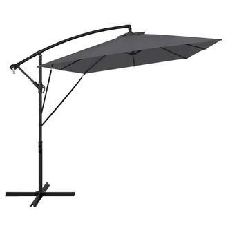 ML Design Ml-design Sombrilla De Jard&iacute;n &Oslash; 330 Cm De Aluminio Antracita Parasol Voladiza De Terraza, Giratoria 360&deg;, Inclinable Y Con Manivela Protecci&oacute;n Solar U