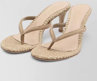Gianvito Rossi calypso suede raffia thong sandals stiletto