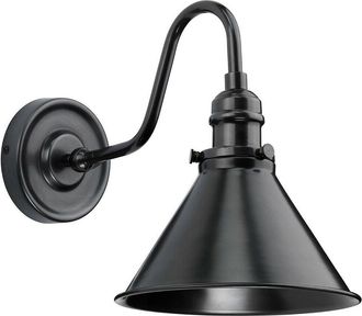 Loops Wall Light Sconce Metal Conical Shade Downlighter Old Bronze LED E27 60W Bulb