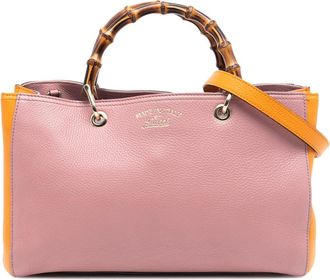 Gucci Pre-owned Gucci Medium Bicolor Calfskin Bamboo Shopper Satchel Ladies MT367X4VR1GPZT71