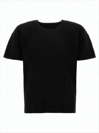 Homme Plissé Issey Miyake Pleated Black Short-Sleeve T-Shirt With Boxy Fit