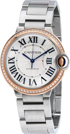 Cartier Ballon Bleu Automatic 18Kt Rose Gold Diamond Steel Ladies Watch WE902081