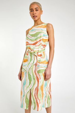 DUSK Retro Wave Belted Midi Dress