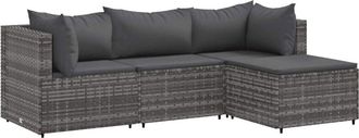 vidaXL Vidaxl - Set De Muebles De Jard&iacute;n 4 Pzas Y Cojines Rat&aacute;n Sint&eacute;tico Gris