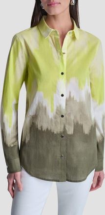 DKNY Ombr&eacute; Cotton Voile Button-Up Shirt in Daybreak Haze at Nordstrom, Size X-Large