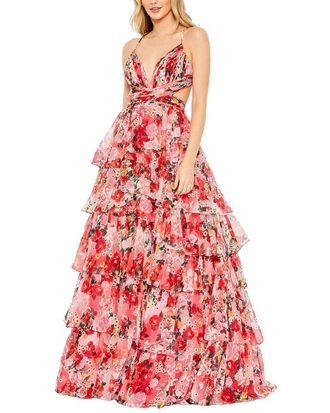 Mac Duggal Pointed Chiffon Cut Out Ballgown