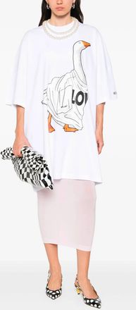 Moschino Womens Goose Dress - White Cotton - Size X-Small