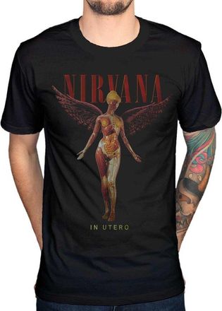 AWDIP Official Nirvana in Utero T-Shirt Rock Band Alternative Kurt Cobain Black