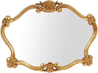 Biscottini International Biscottini - wooden wall mirror with antique gold leaf finish made in italy