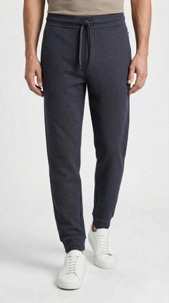 HUGO BOSS Pyjamahose BOSS Waffle Pants Cuf, Herren, Gr. XXL, N-Gr, blau (dunkelblau 403), Jersey, Obermaterial: 60% Baumwolle, 40% Polyester, lang, Hosen Pyjama