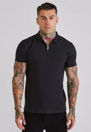 Siksilk Mens Black Zip Polo T-Shirt XXL
