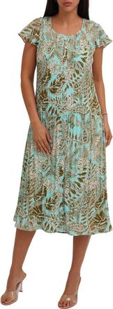 Sunny Leigh Printed Pleated Fluttery Sleeve Midi Dress in Patricia at Nordstrom Rack, Size X-Large