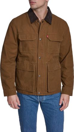 Levi's Corduroy Collar Cotton Canvas Jacket in Brown at Nordstrom, Size Xx-Large