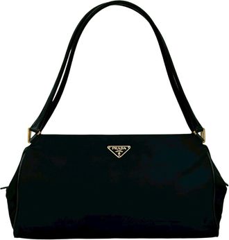 Prada Black Nylon Leather Handbag Shoulder Bag Tote Bag (Pre-Owned)