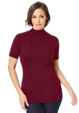 Jessica London Rib Mockneck Sweater in Merlot at Nordstrom, Size Medium
