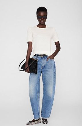 Anine Bing Mora Crop Sweater in Ivory at Nordstrom, Size Xx-Small