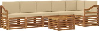 vidaXL Conjunto De Sof&aacute;s De Exterior 7 Uds. Natural Y Beige Poli&eacute;ster Vidaxl