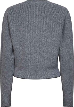 Chlo&eacute; Womens Crewneck Sweater Grey Wool-Cotton